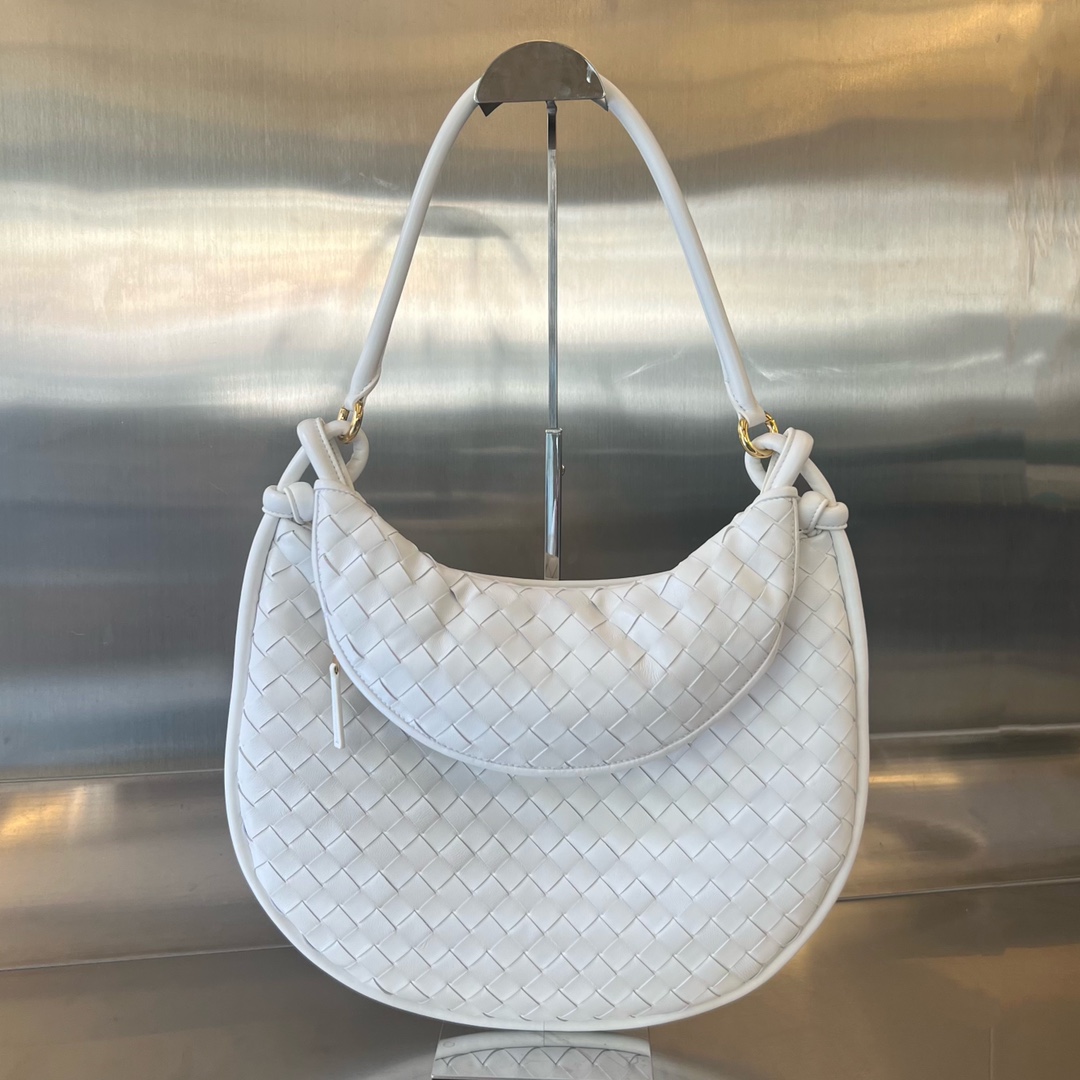 Large Gemelli Intrecciato Leather Shoulder Bag White